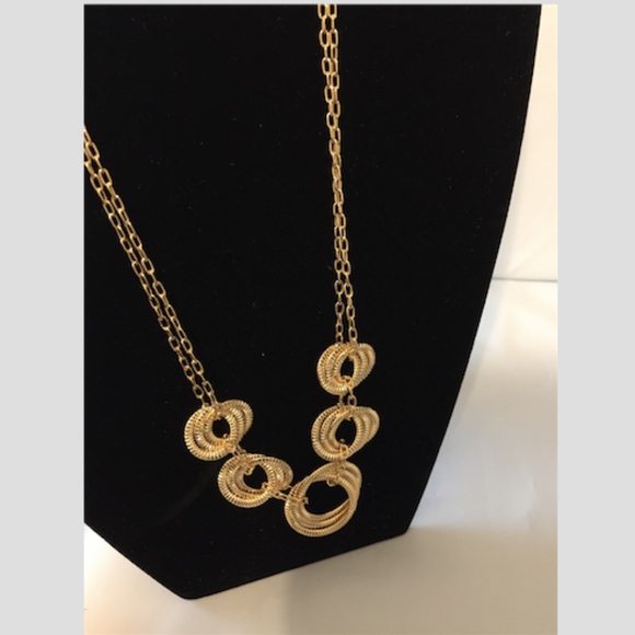 Beautiful bold Graduated Interlocking Circles Necklace Fine 18K/Bro - Picture 4 of 5